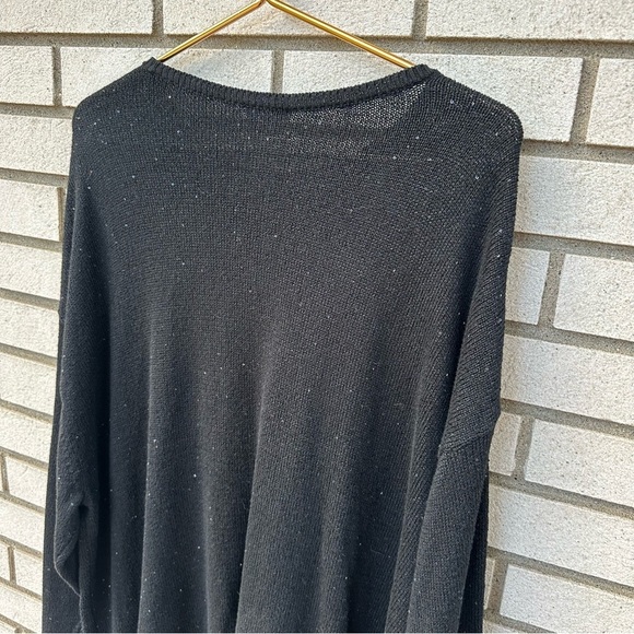 J. Jill Black Sequin Long Sleeve Round Neck Knit Sweater Swiftie - Picture 5 of 8